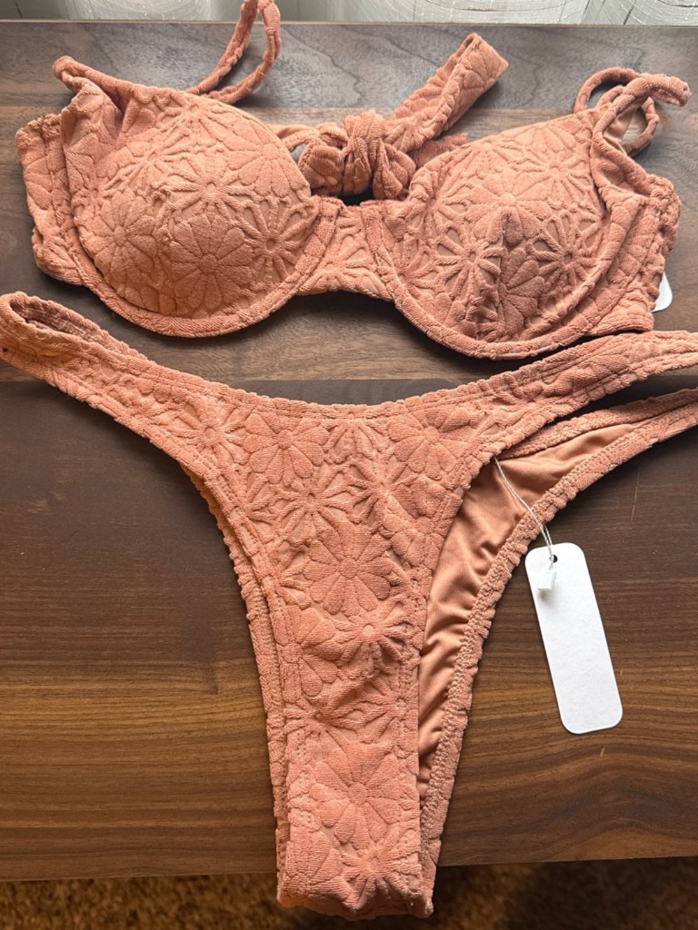 Somerfield Swim Textured Floral Bikini in Terracotta